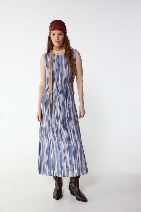 Vestido estampado frunce