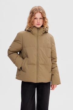 Cortefiel Water-repellent down jacket with feather and down padding. Green