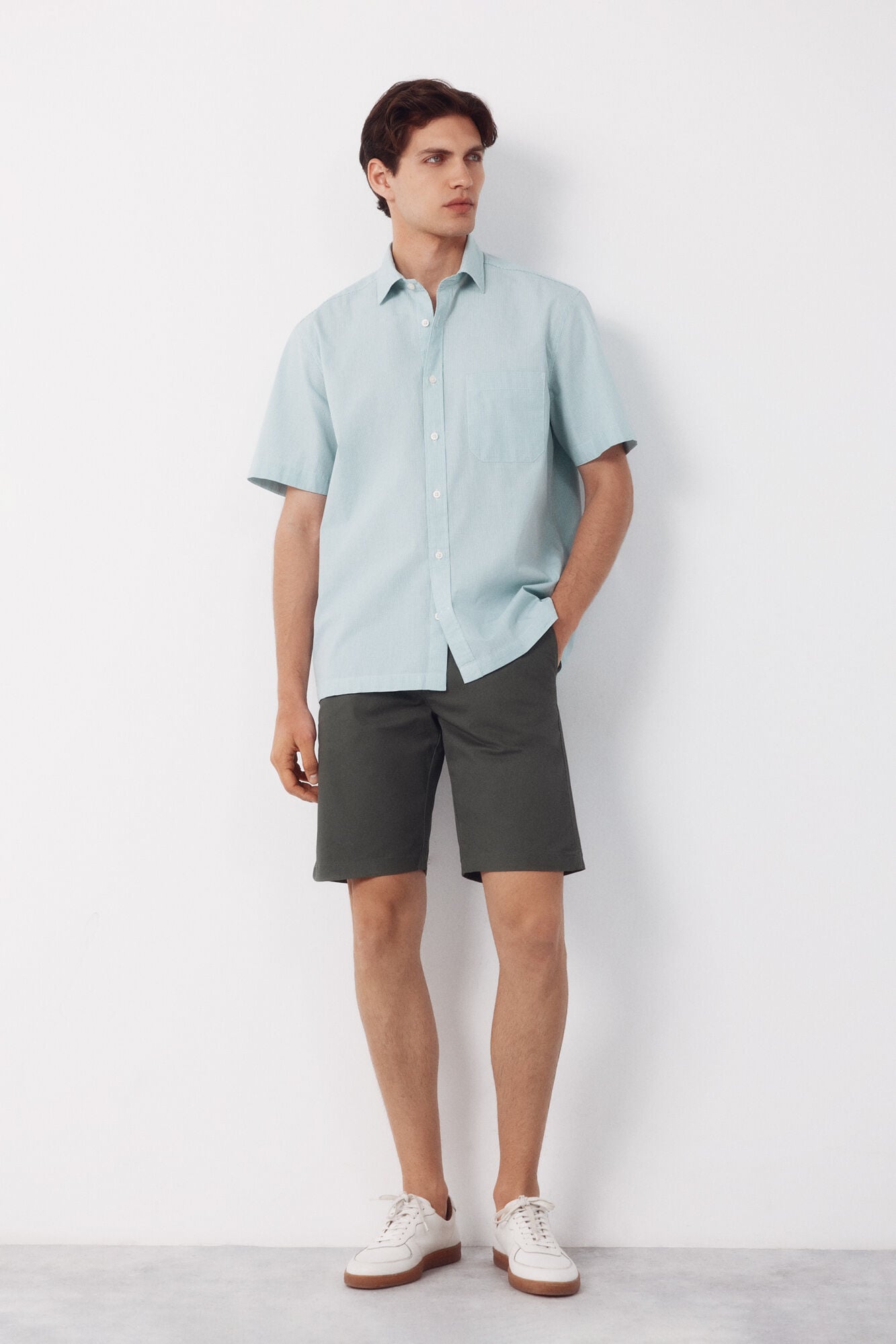 Cortefiel Camisa cuadro vichy manga corta