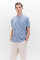 Cortefiel Coolmax polo shirt with bomber collar Blue