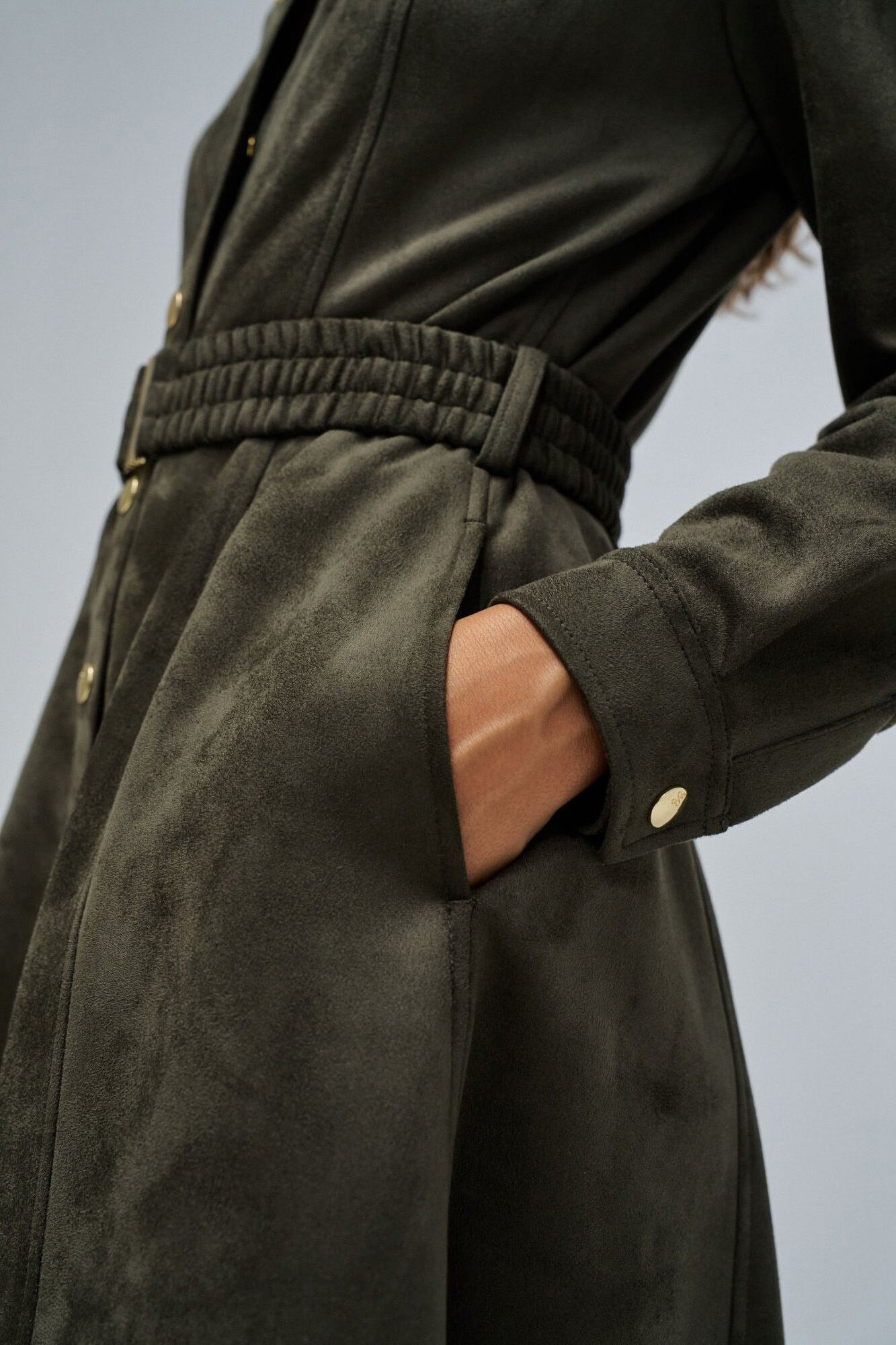 Salsa Jeans Vestido midi de camur&ccedil;a Verde