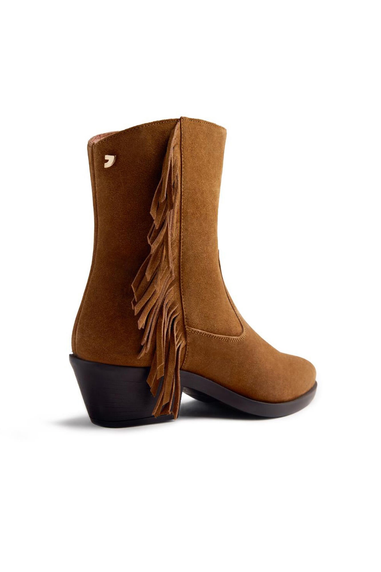 Gioseppo Botins de cowboy de pele com franjas Kasson Castanho