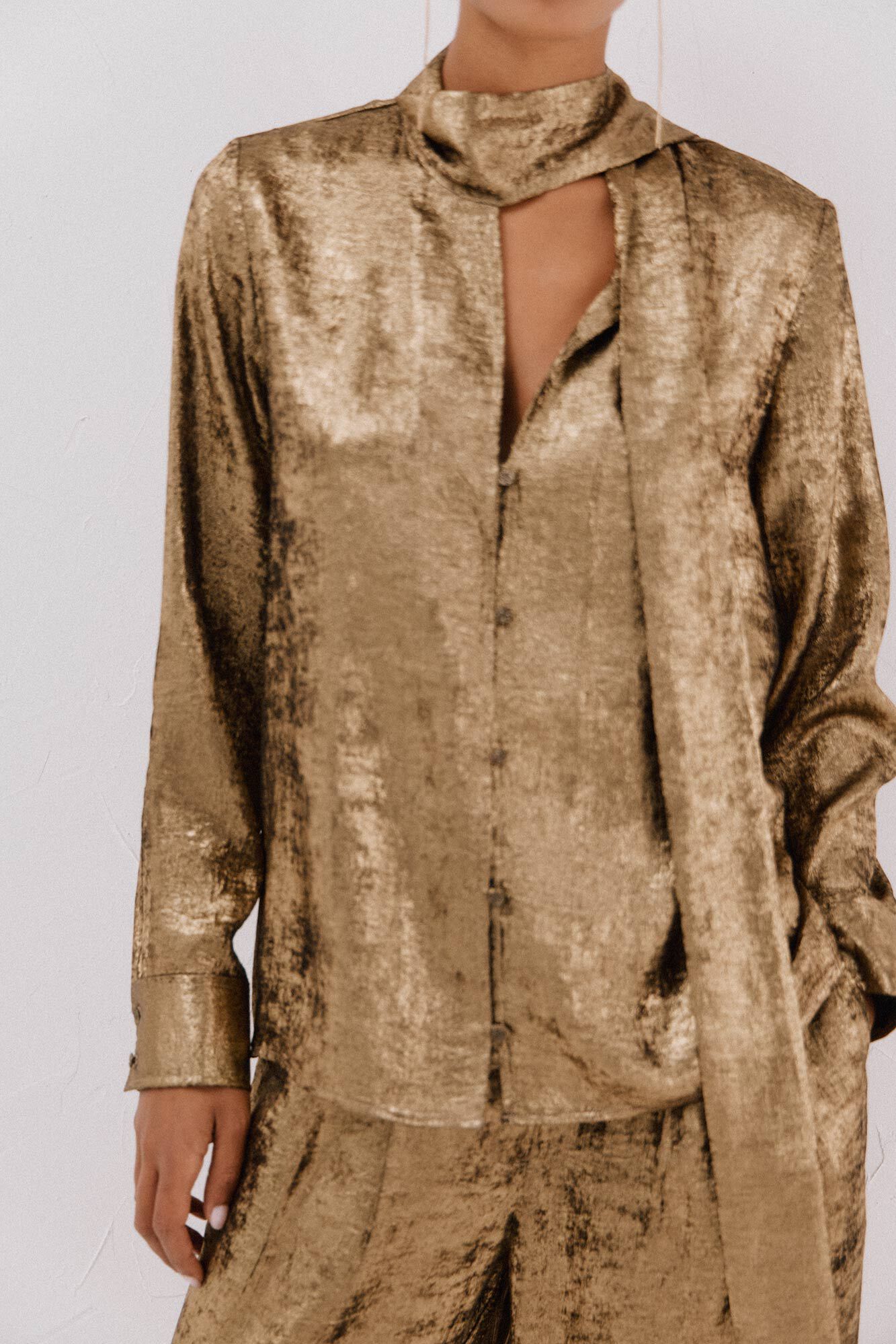 Cortefiel jersey-knit skirt with lurex Gold