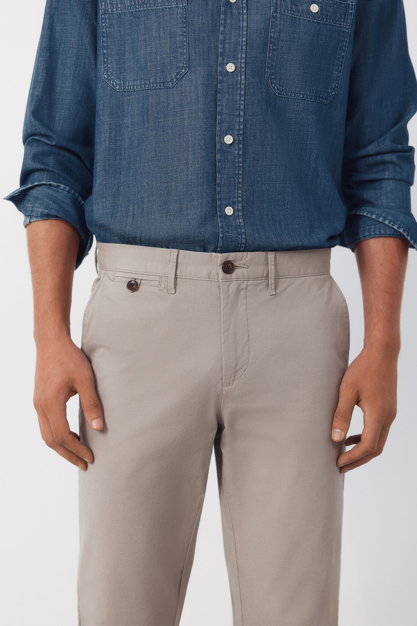 Cortefiel Slim-fit print chinos pants Beige