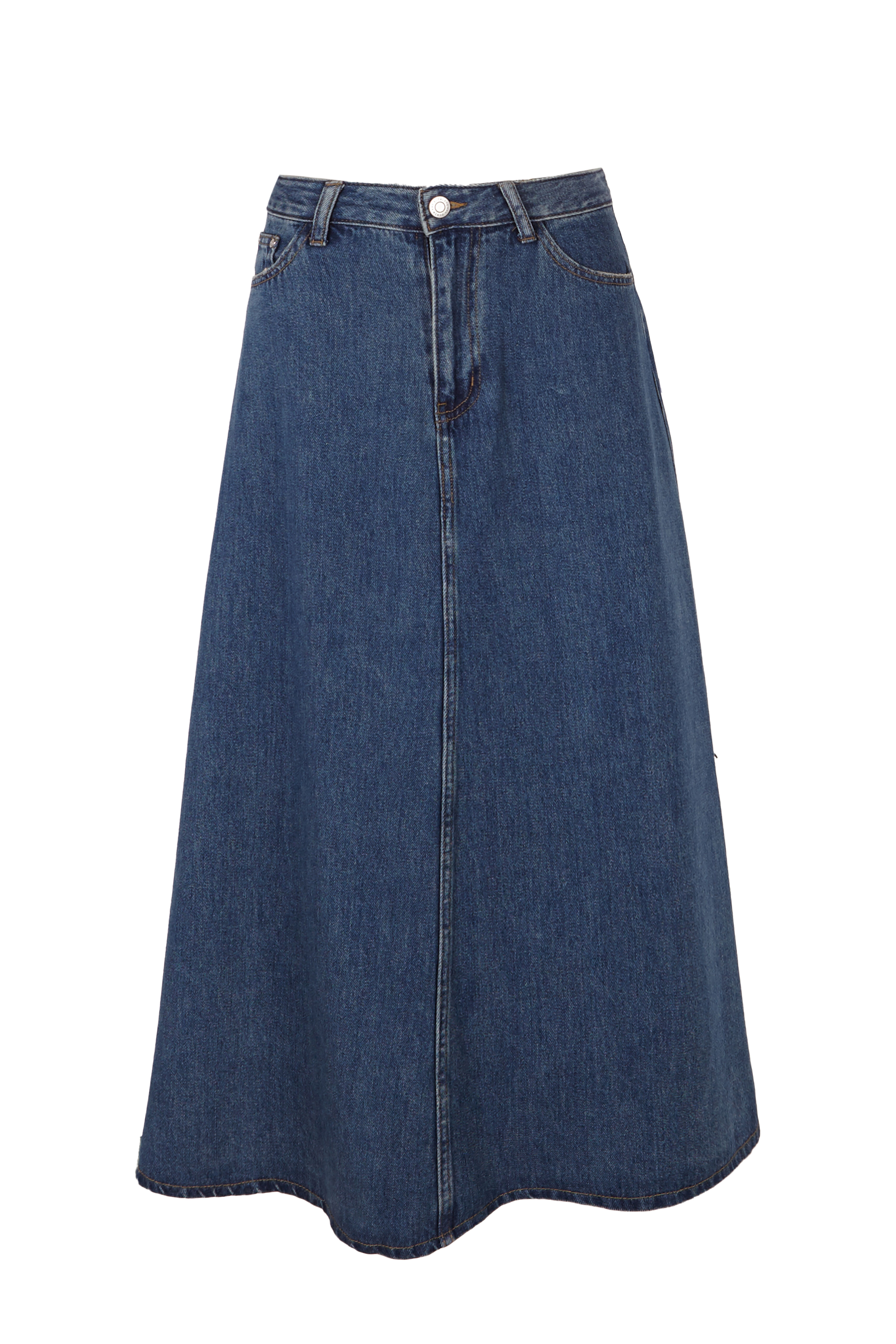 Slowlove Falda Larga Vaquera Azul