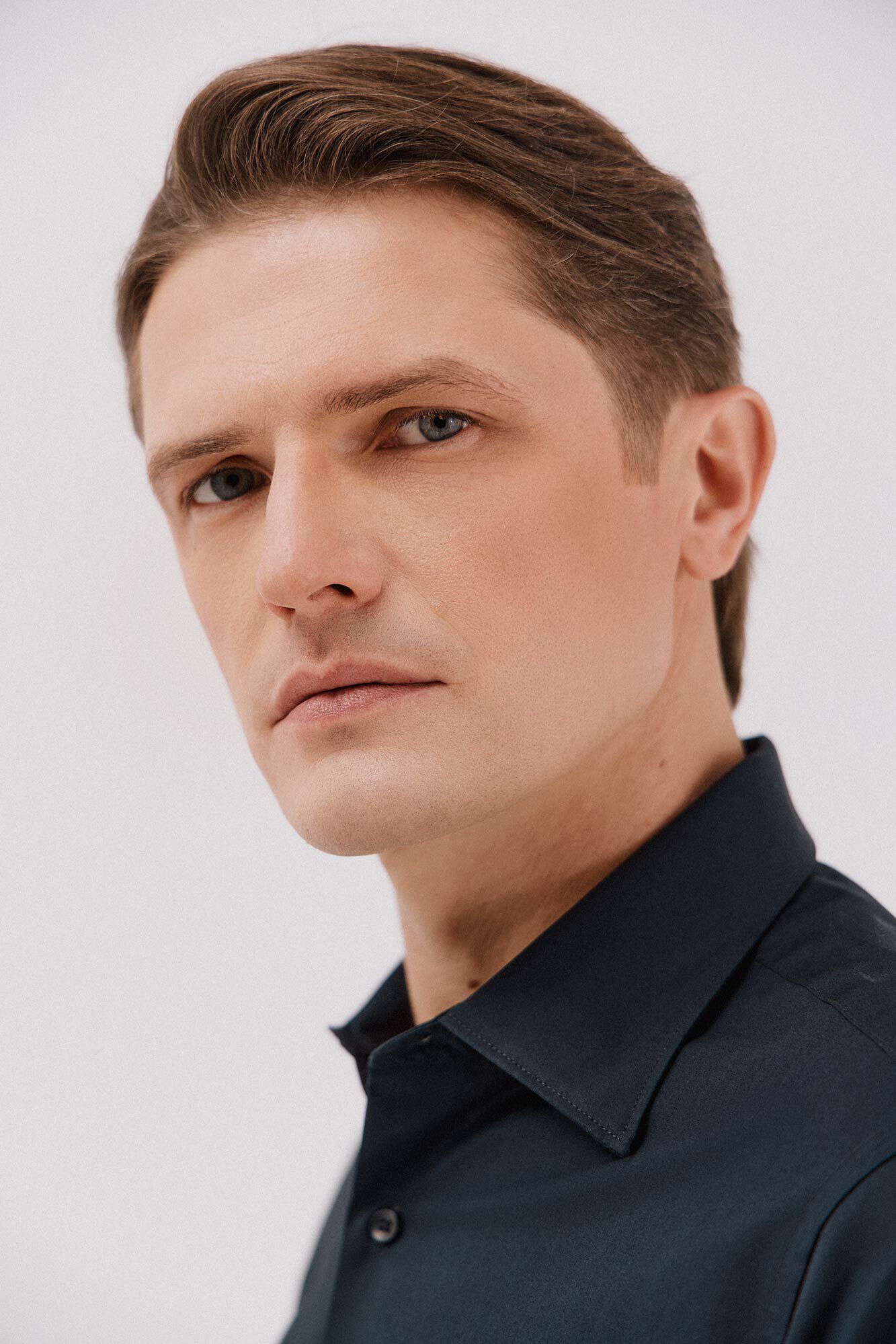 Cortefiel Plain tencel cotton dress shirt Navy