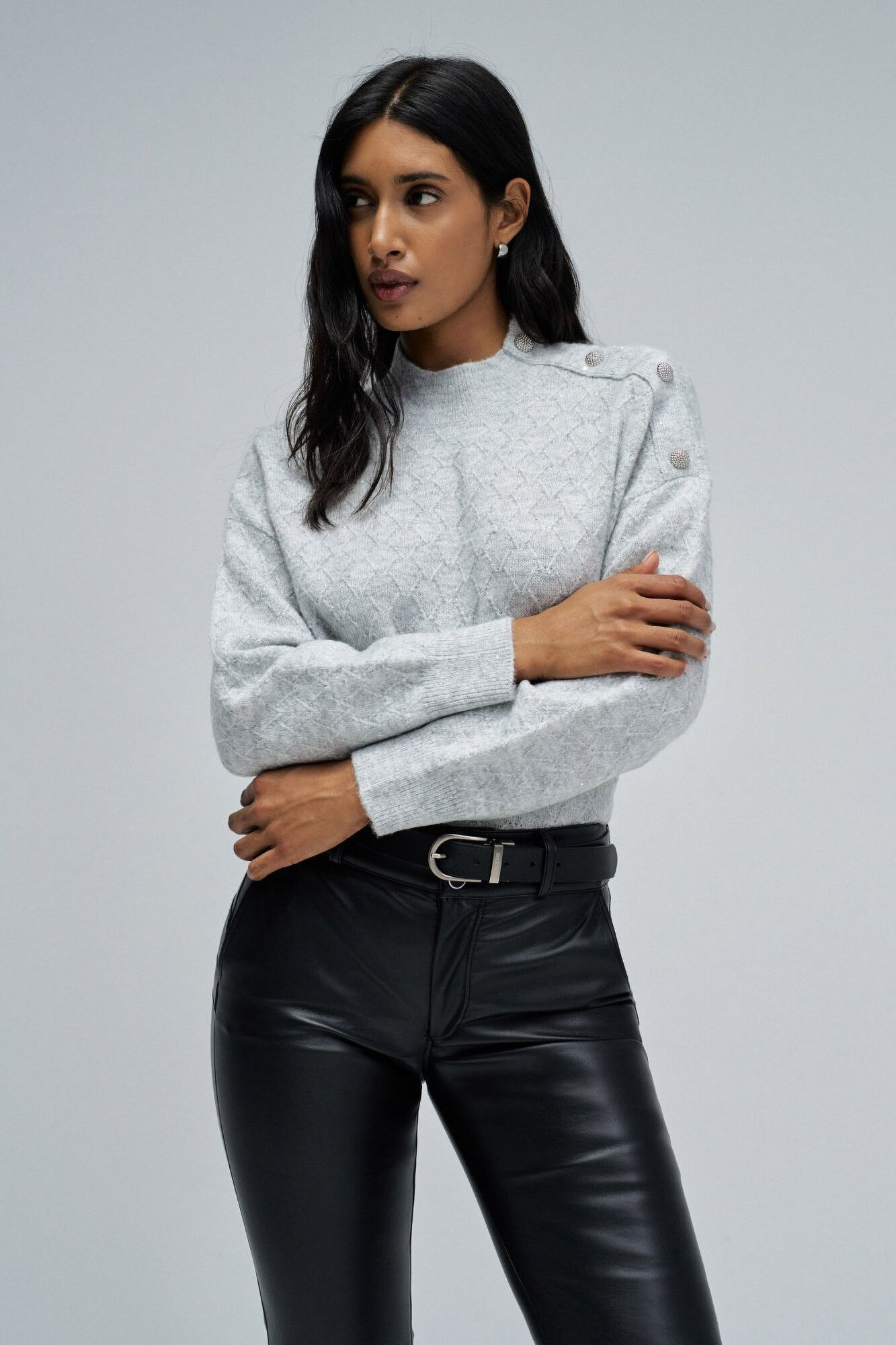 Salsa Jeans Camisola de malha com lurex Cinzento