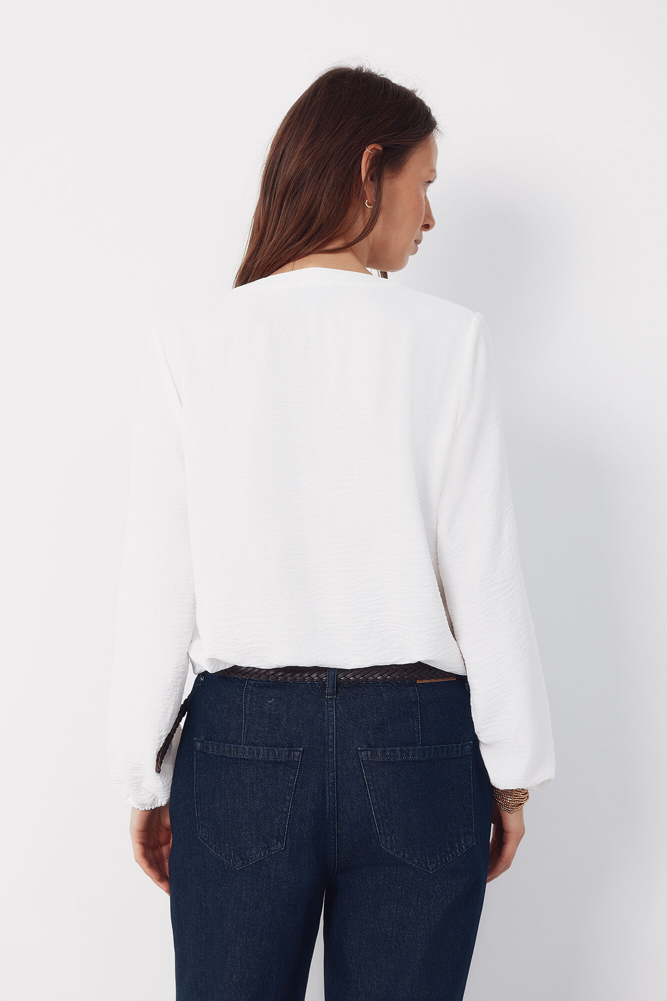 Cortefiel Mandarin blouse with buttons White