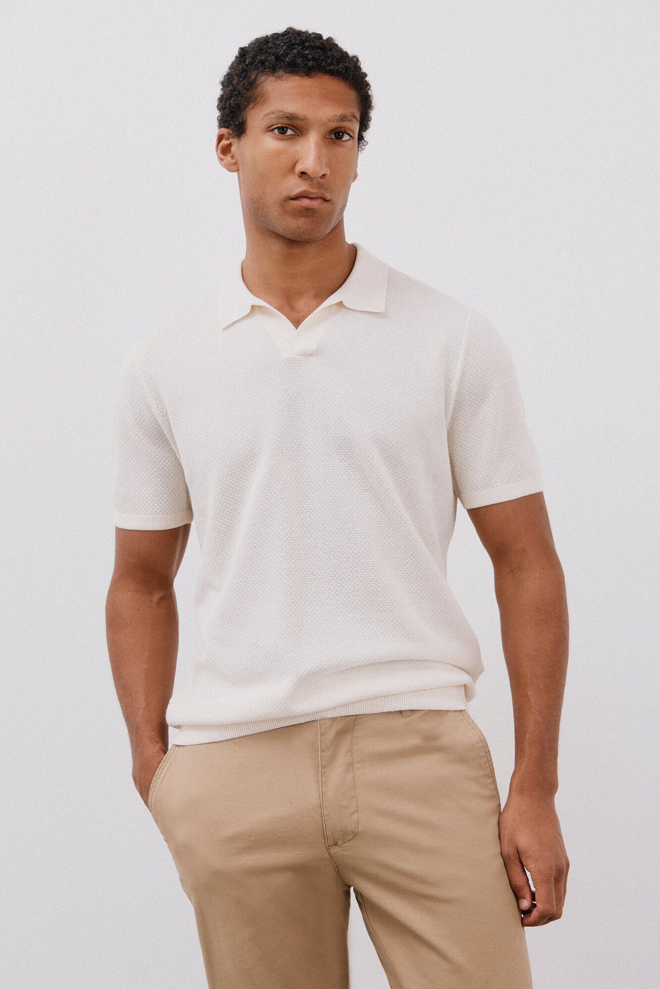Cortefiel Short sleeve structured cotton polo shirt shirt
