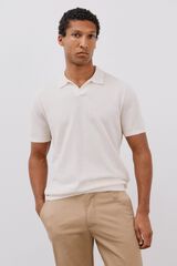 Cortefiel Short sleeve structured cotton polo shirt shirt White