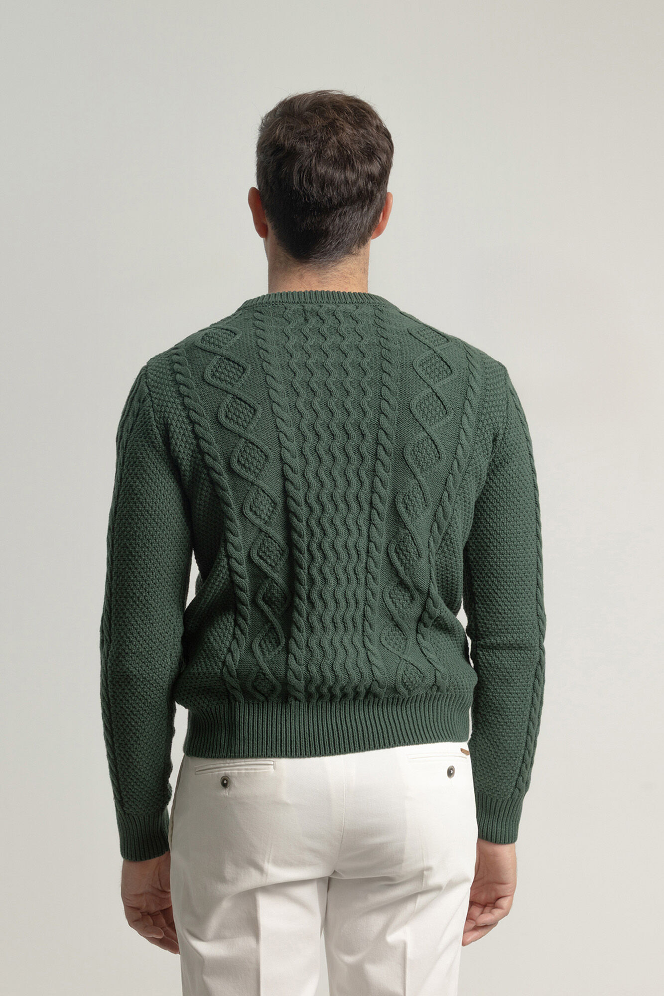 PuroEGO Su&eacute;ter Aran com gola redonda Verde