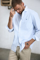 Cortefiel Long-sleeved striped shirt Blue