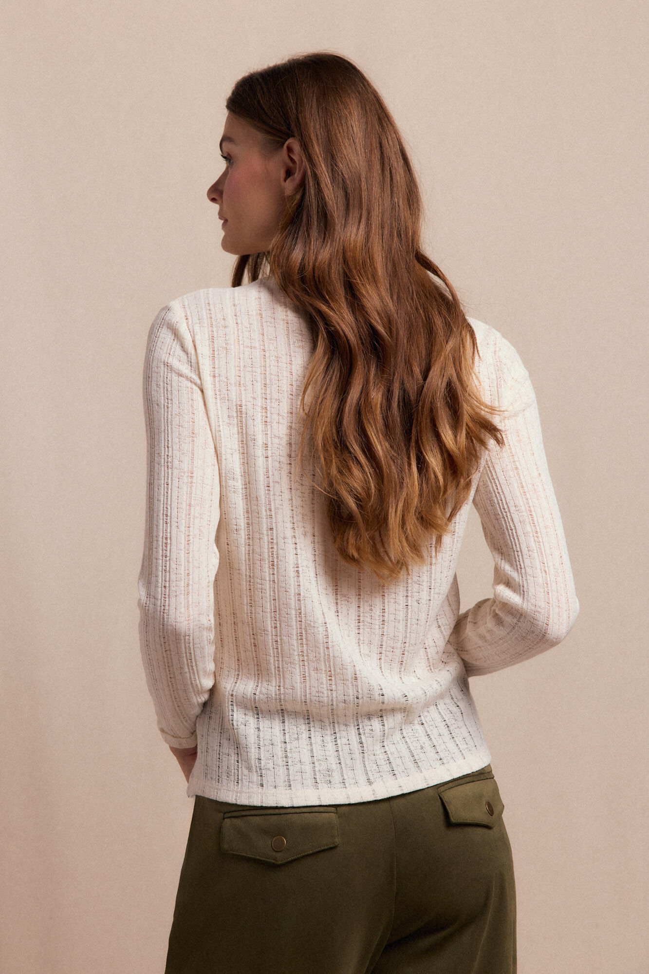 Slowlove Top malha estrutura Ecru