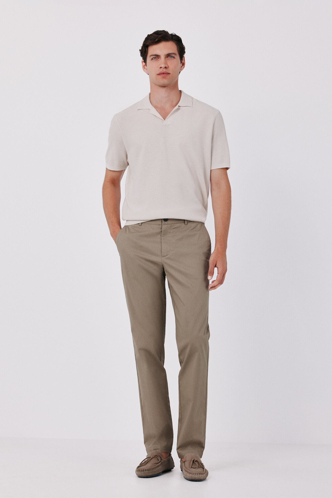 Cortefiel Cotton knit short sleeve polo shirt