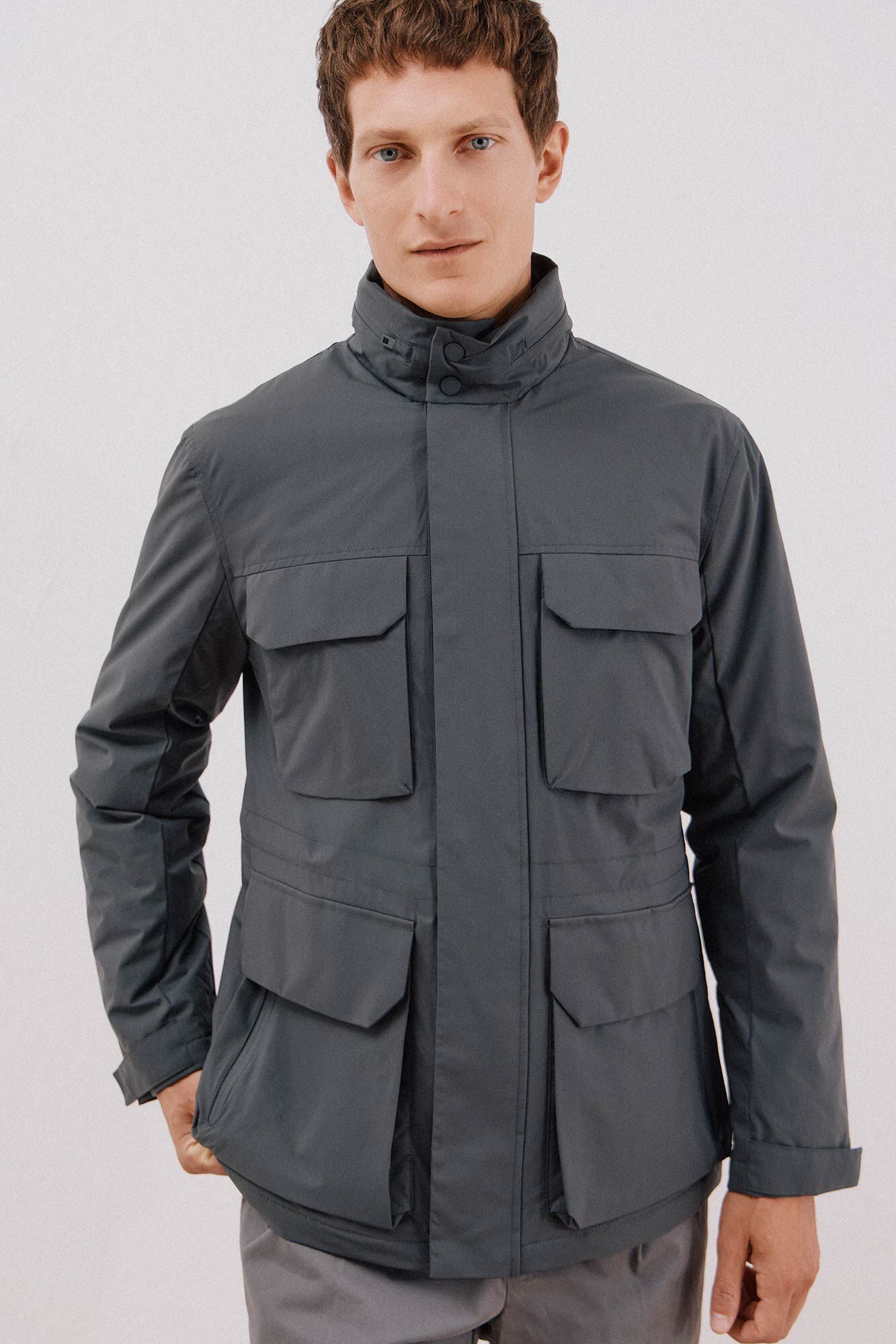 Cortefiel Technical jacket with 4 pockets Grey