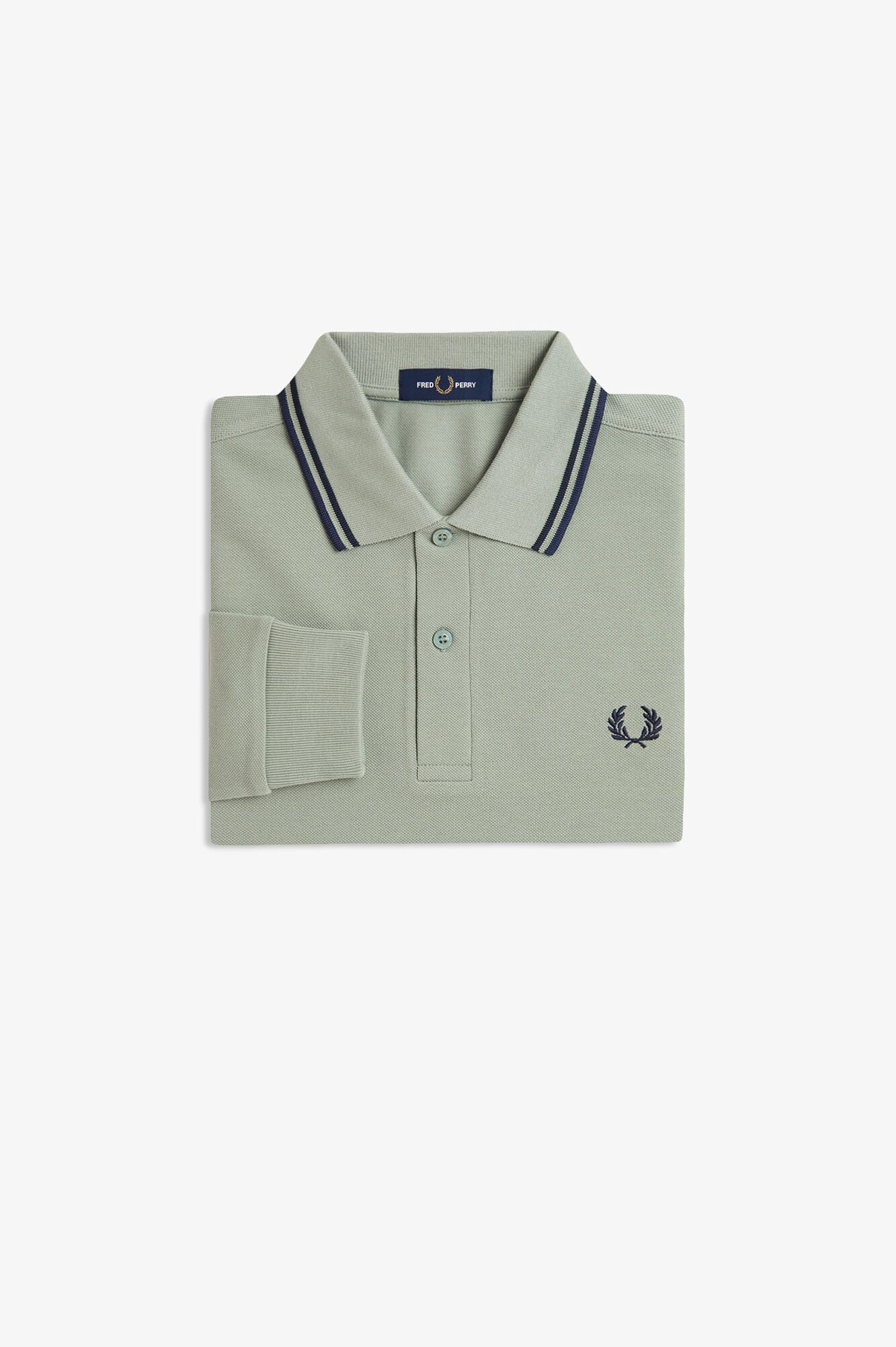 Fred Perry Polo piqu&eacute; de manga comprida masculina Verde