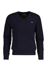 Gant Camisola de lã com gola em V Azul