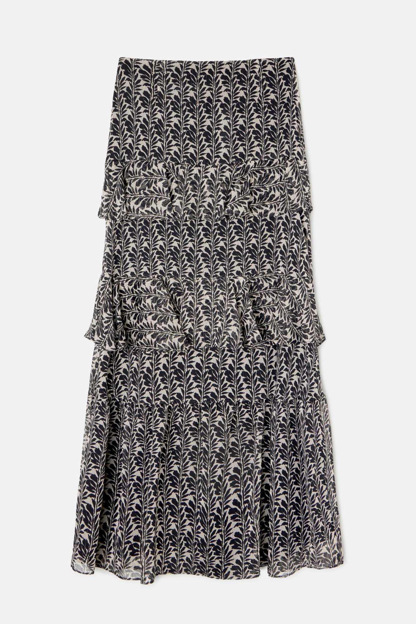 Silbon Saia longa estampado com babados Multicolorido