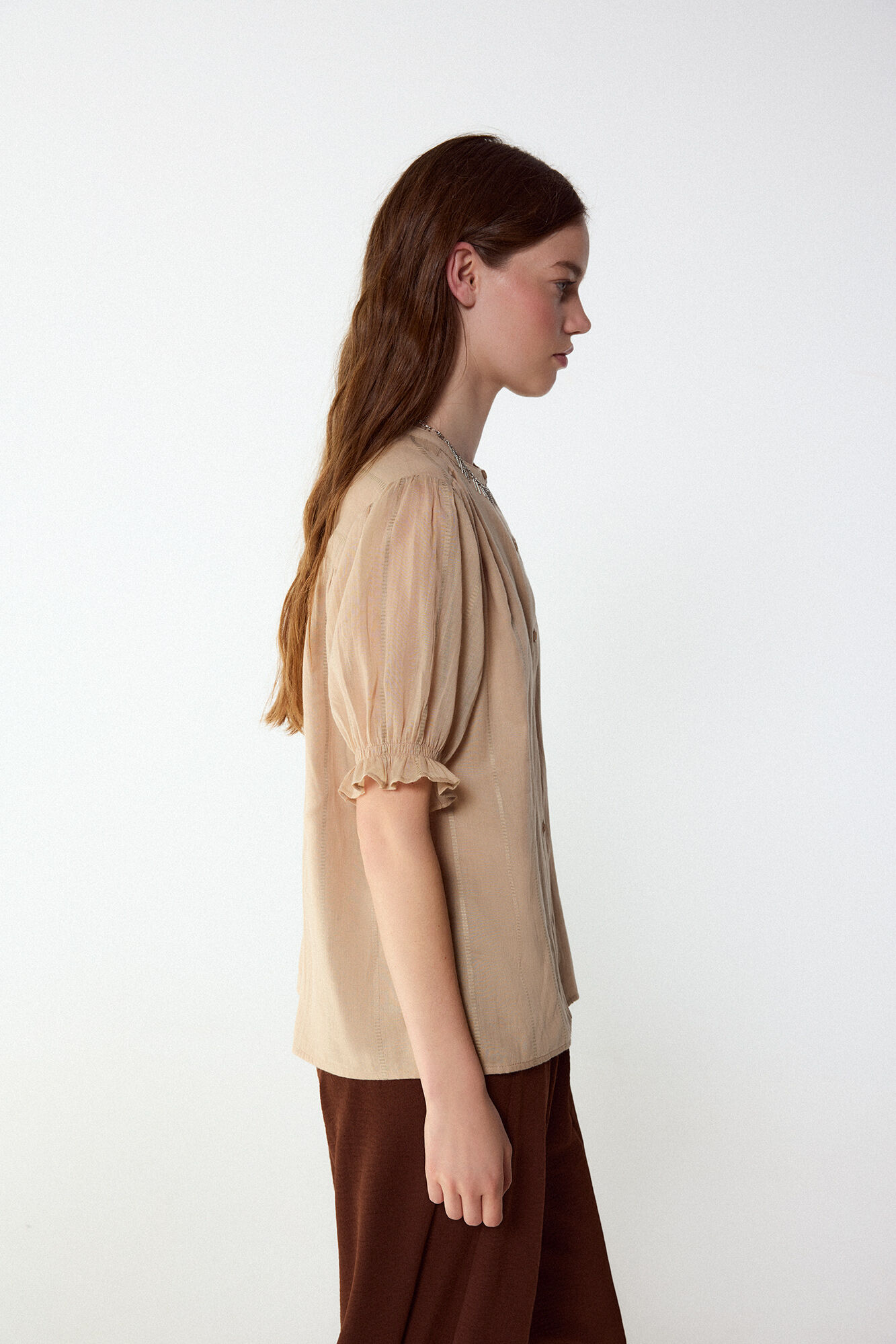 Slowlove Fluid dobby blouse Nude