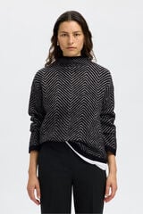 Selected Camisola de gola de lhama e alpaca. Preto