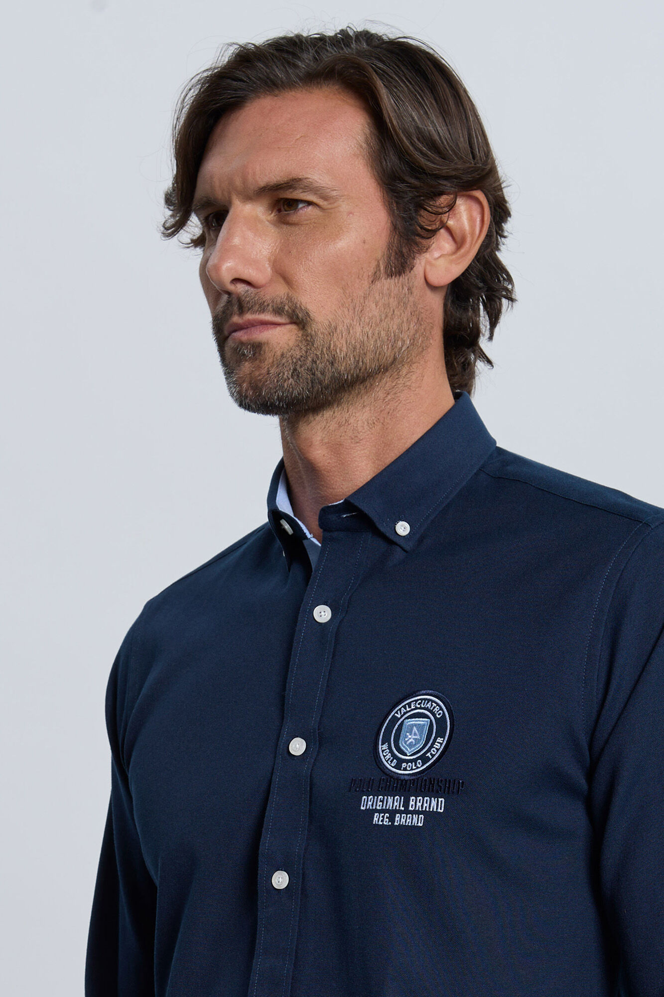 Valecuatro Camisa bordada azul marinho