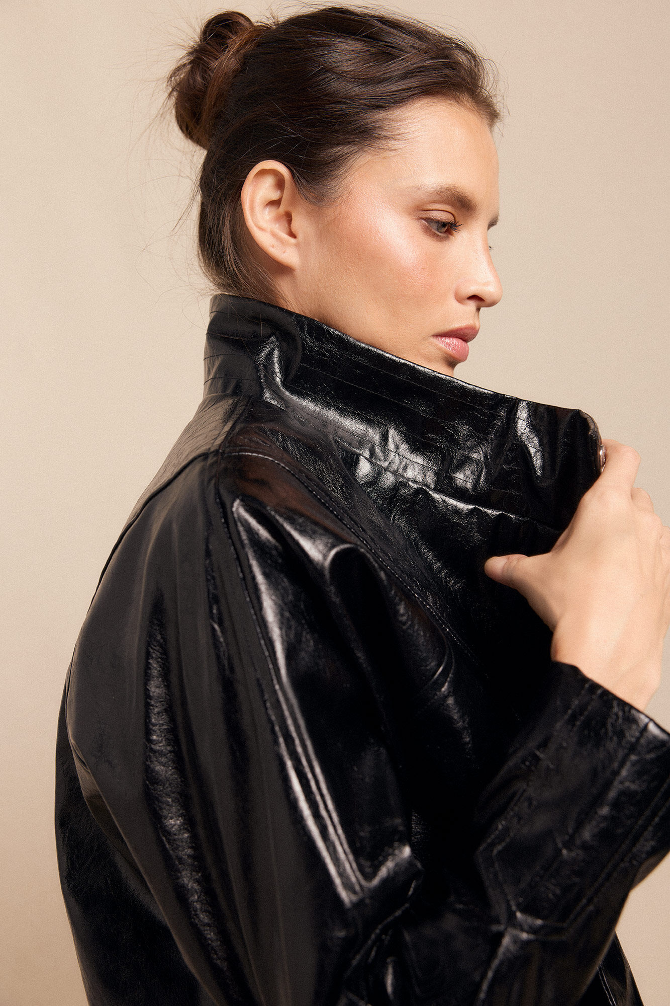 Slowlove Jaqueta com efeito pele brilhante Preto