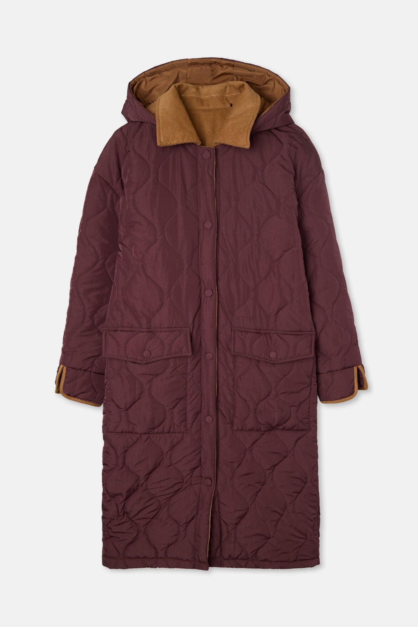 Silbon Parka longa acolchoada com detalhes de veludo cotel&ecirc; Granada