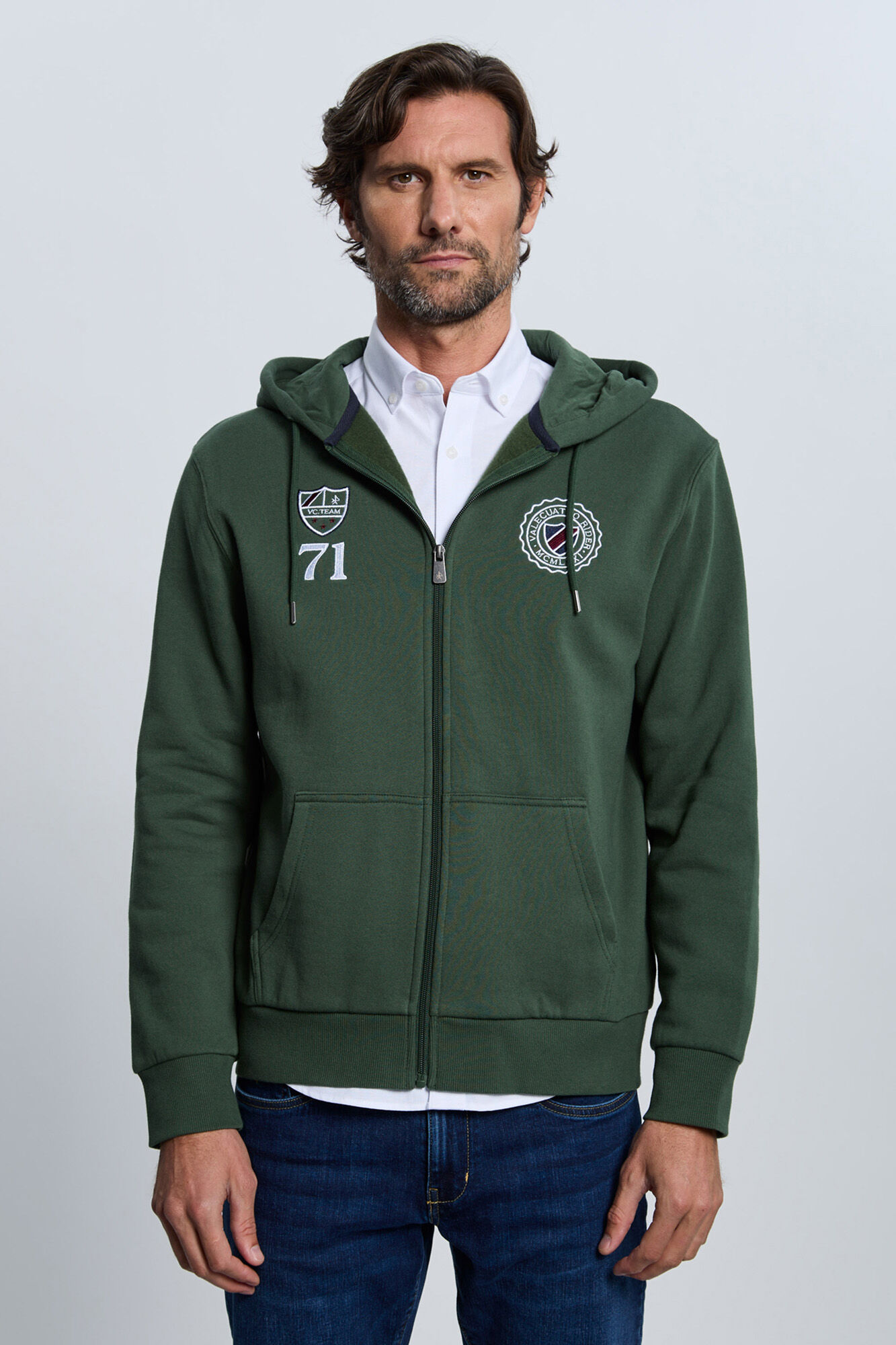 Valecuatro Moletom com sweatshirt e fecho-&eacute;clair verde