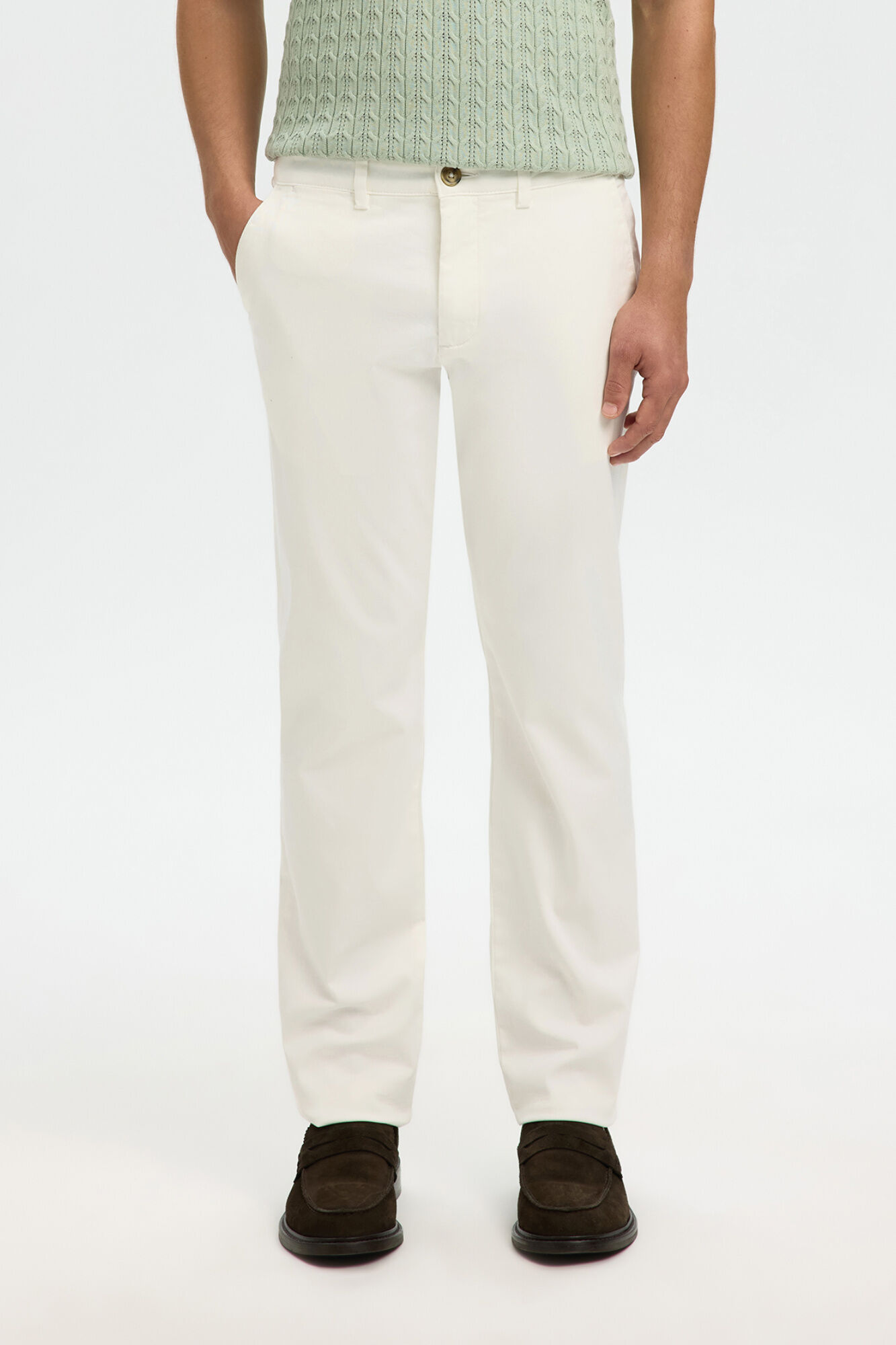 Selected Cal&ccedil;as chino para homem slim fit Branco