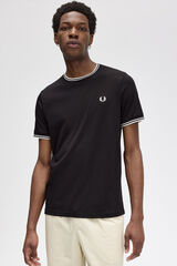 Fred Perry T-shirt masculina de manga curta  Preto