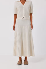 Cortefiel Knit midi skirt Ivory