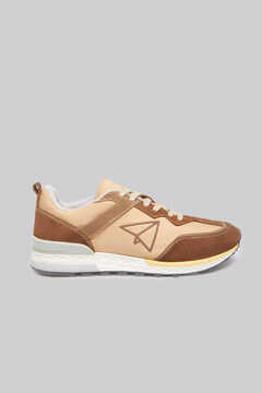 Cortefiel Lightweight sneakers in leather and nylon  Beige