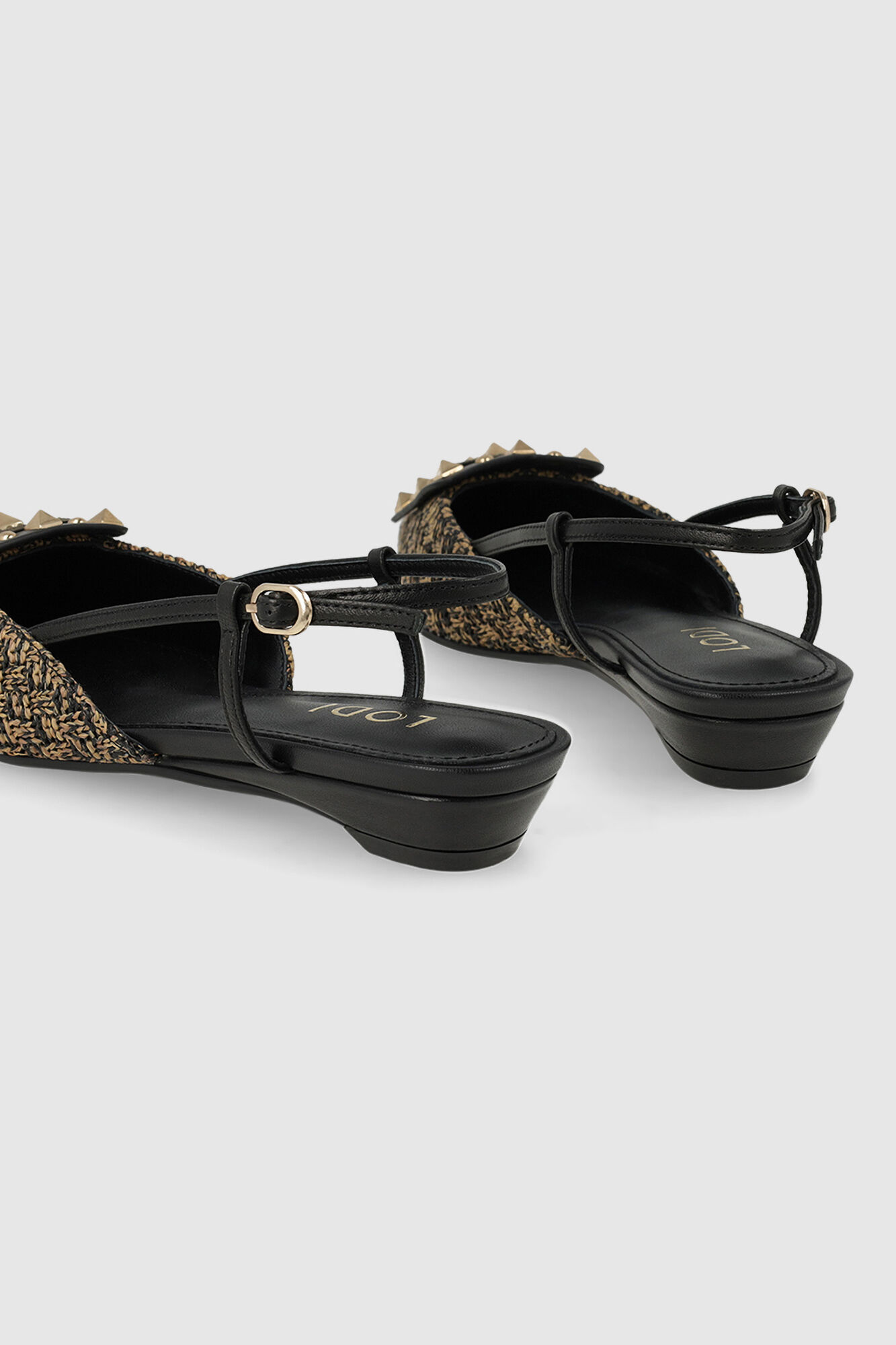 Lodi Sabrinas sem calcanhar em pele Preto