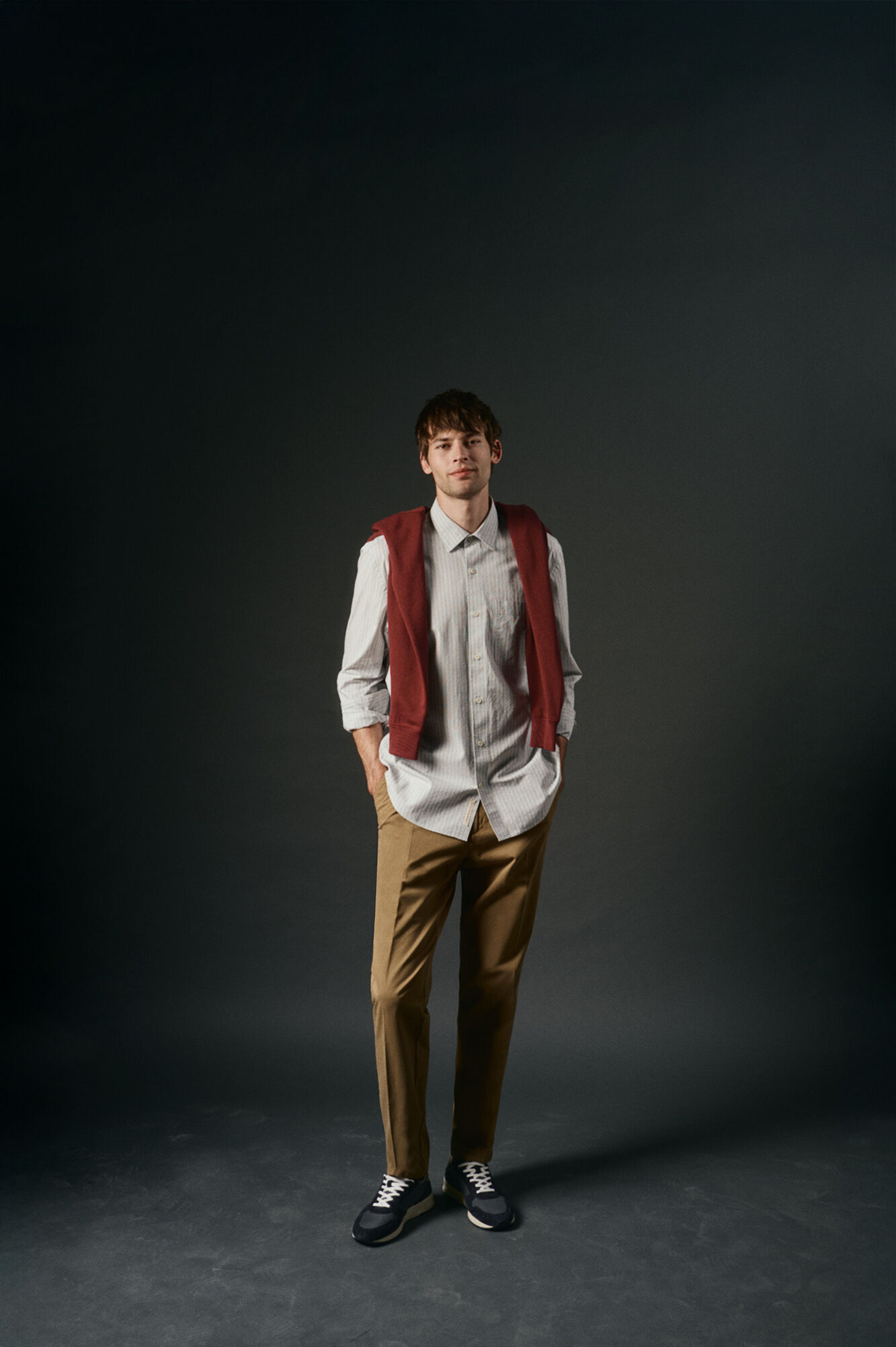 OOTO Camisa riscas estruturada Azul