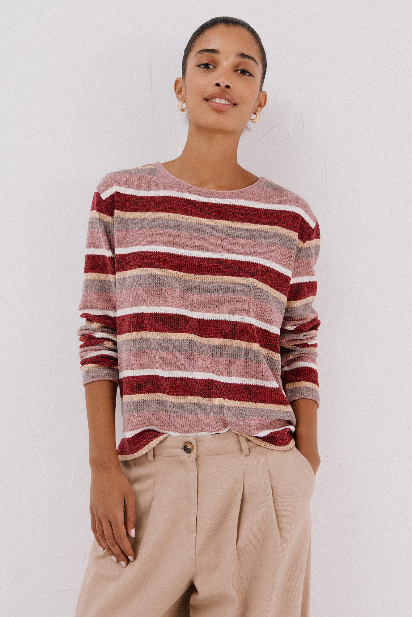 Cortefiel striped chenille t-shirt