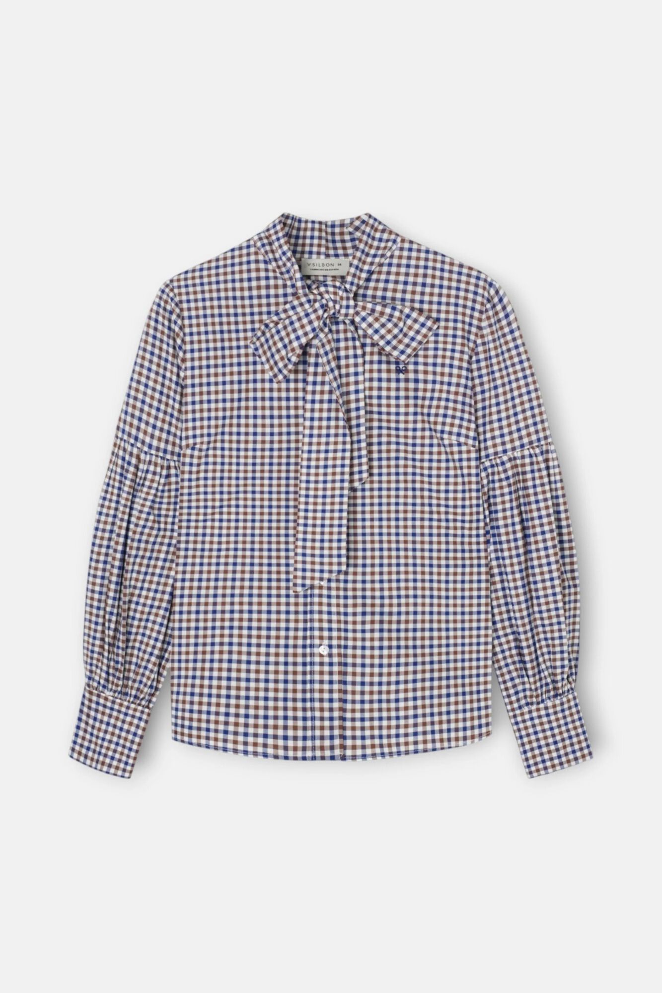 Silbon Camisa com la&ccedil;ada aos quadrados Castanho