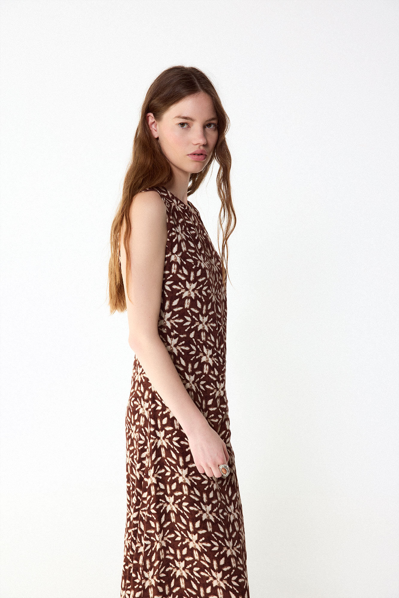 Slowlove Vestido estampado com franzido