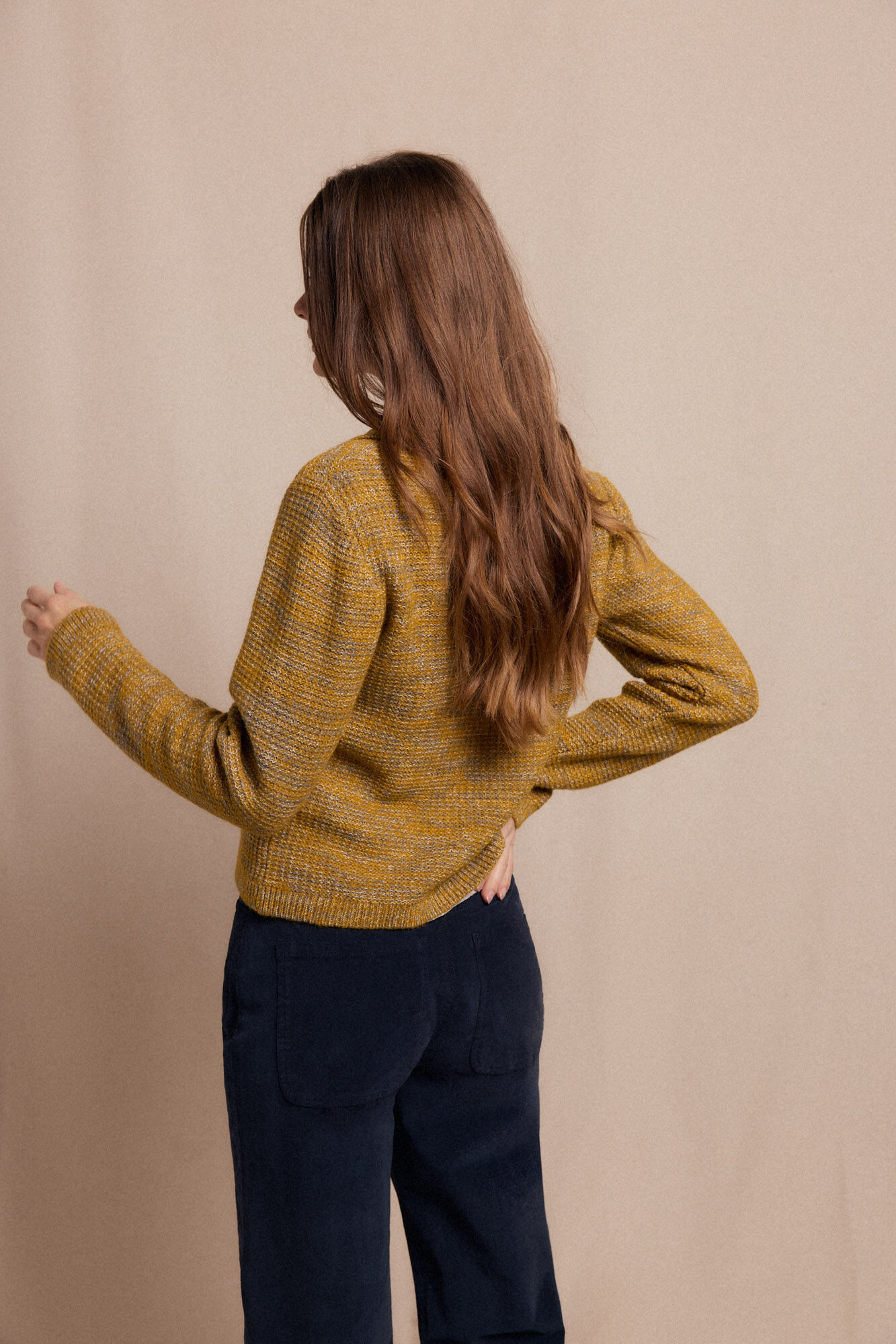 Slowlove Jersey polo jaspeado Dourado