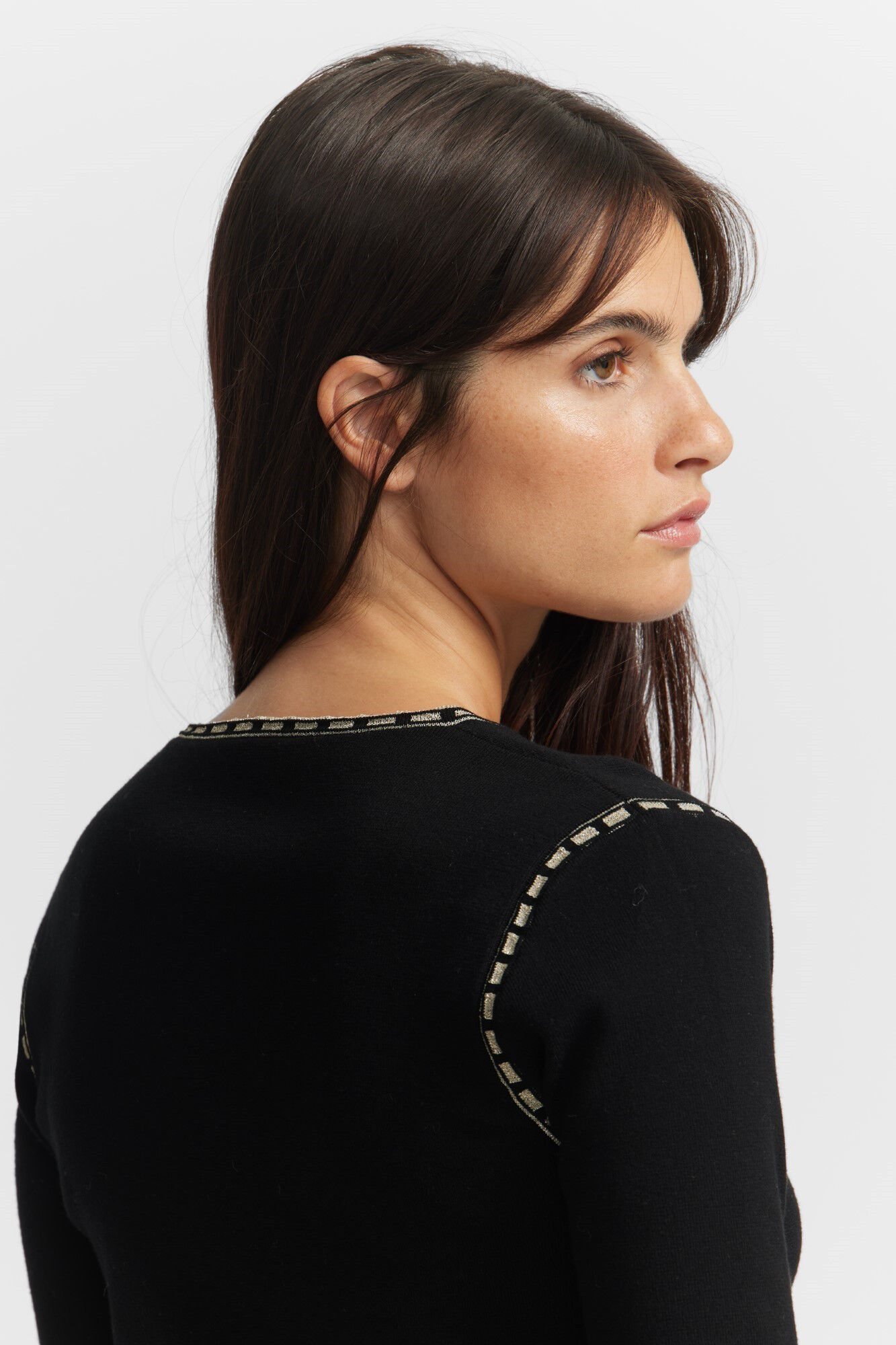 Silbon Top de malha com decote contrastante Preto