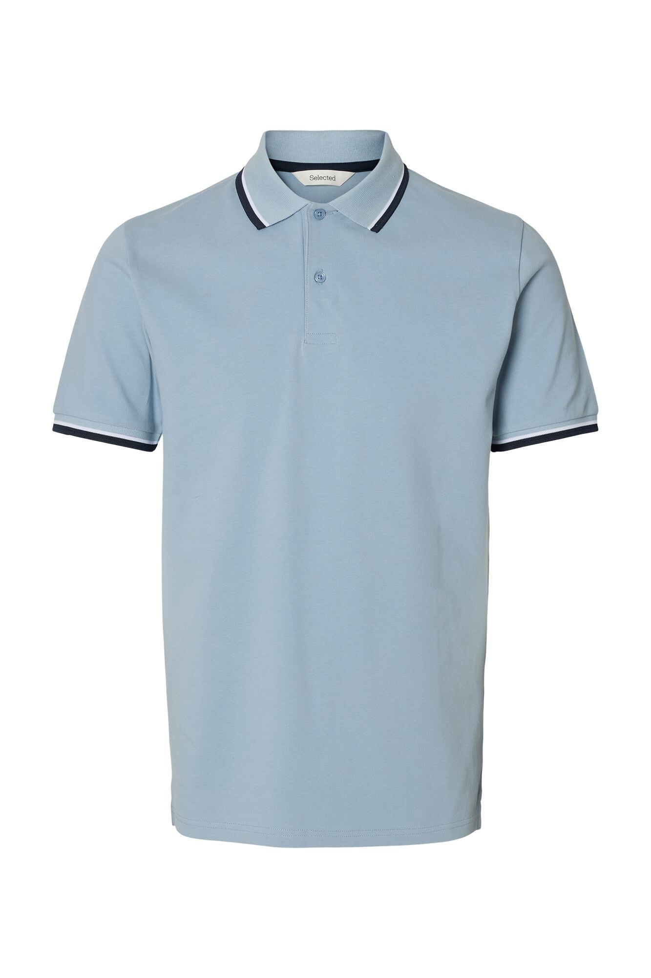 Selected Piqu&eacute; short sleeve polo shirt Blue