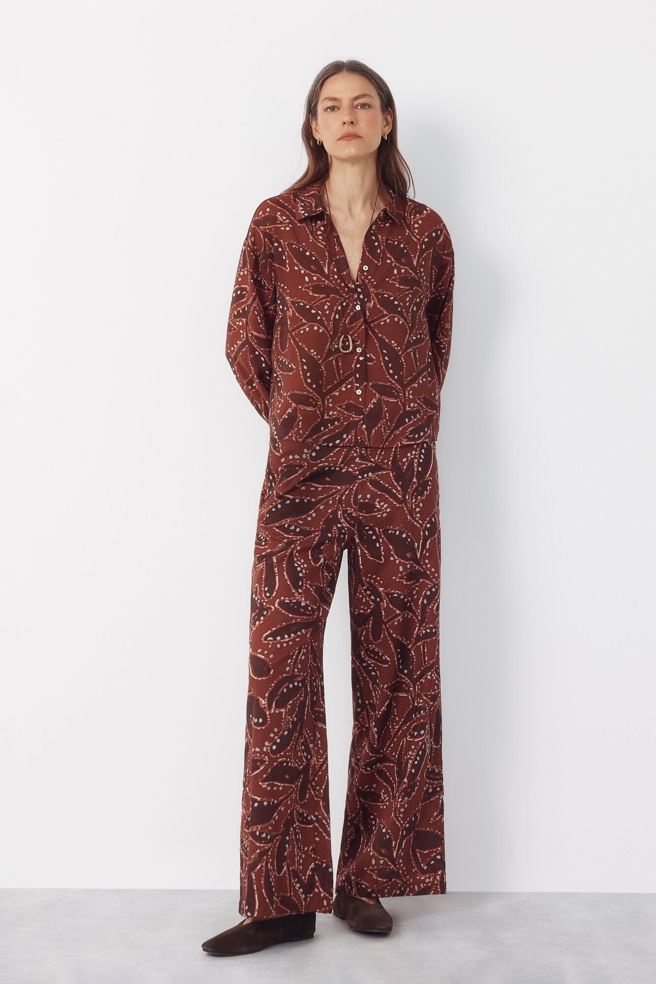 Cortefiel Printed shirt Printed brown