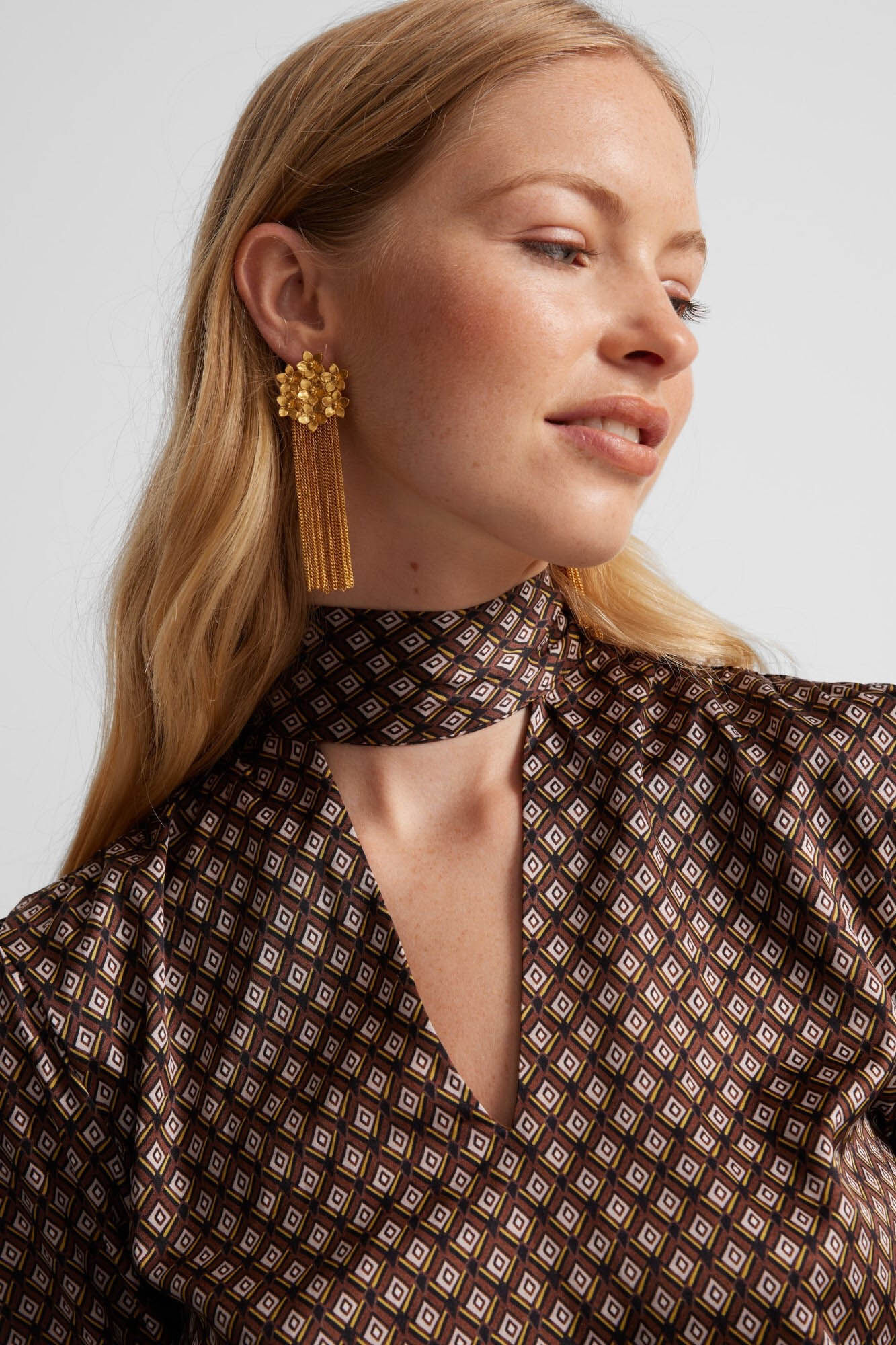 Silbon Satin midi dress Brown