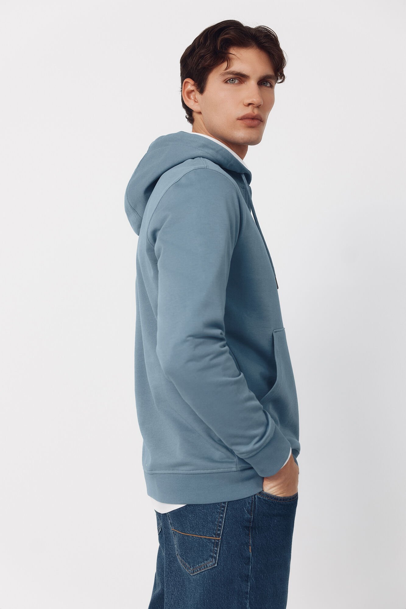 Cortefiel Sweatshirt with hood Blue