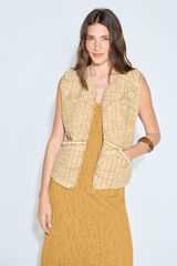 Cortefiel Chaleco acolchado estampado Beige