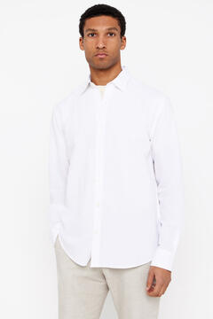 Cortefiel Camisa linho algodão liso Branco