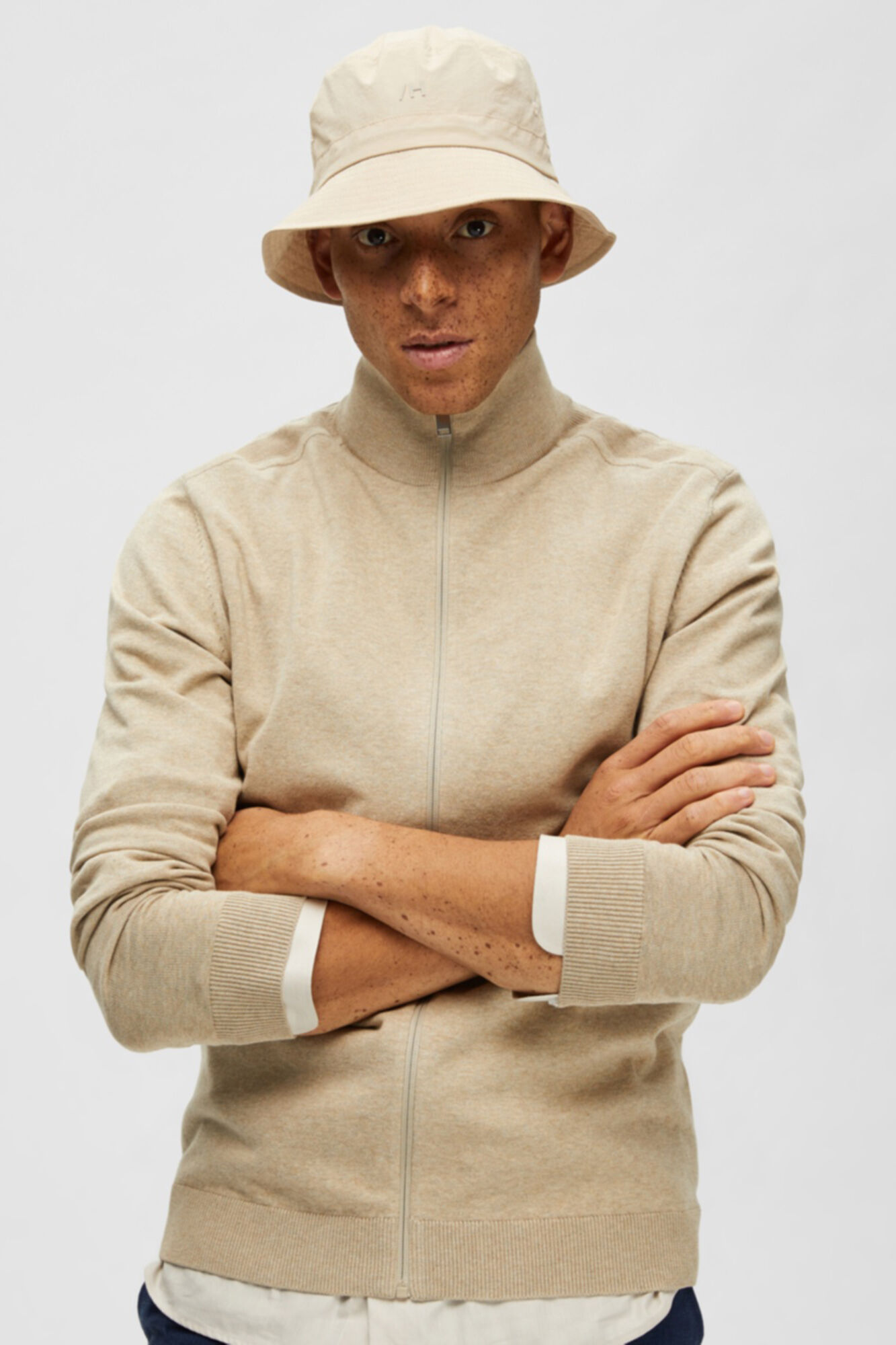 Selected C&aacute;rdigan de cremallera 100% algod&oacute;n Verde