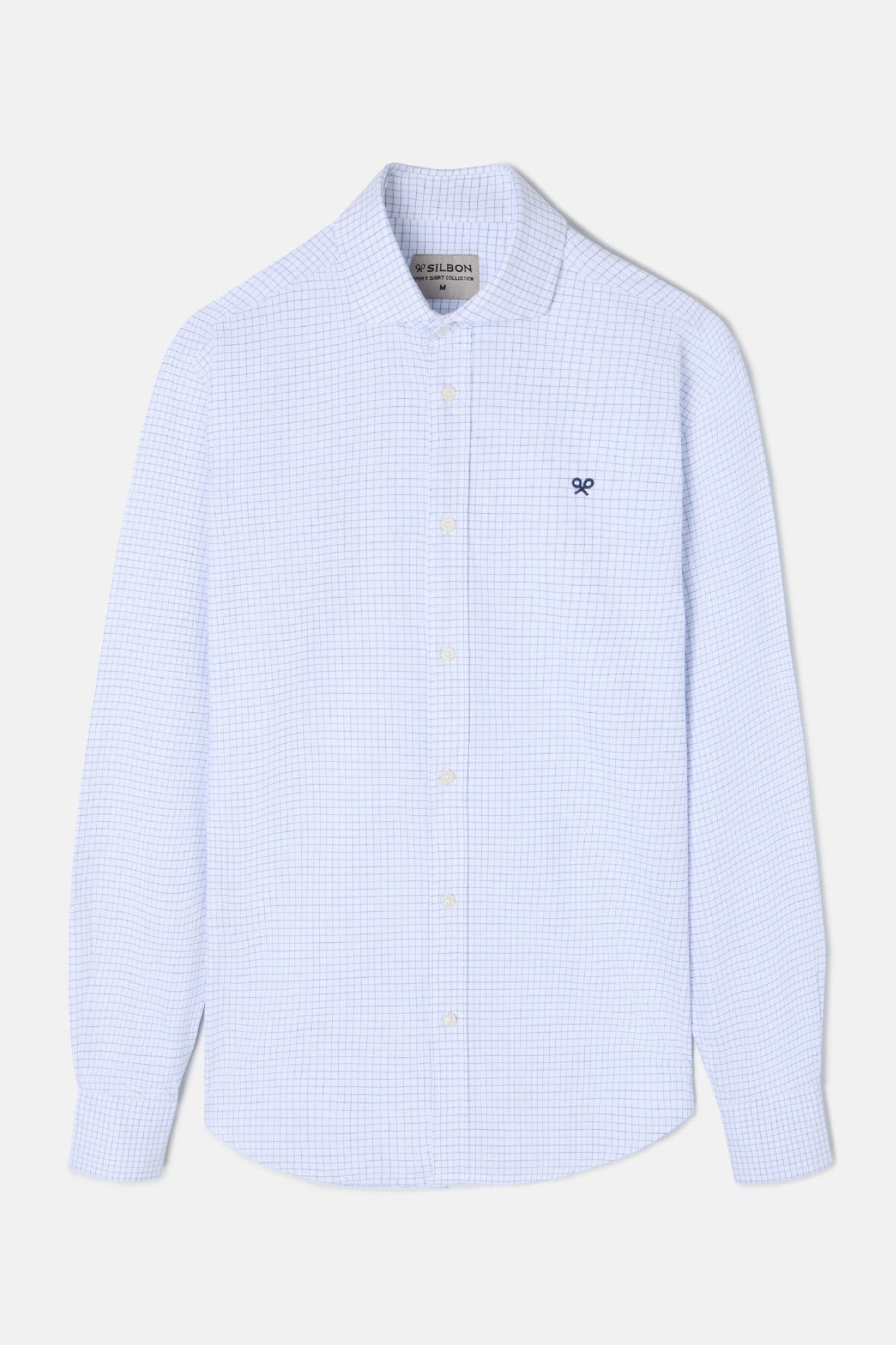 Silbon Camisa esportiva oxford xadrez m&eacute;dia Azul