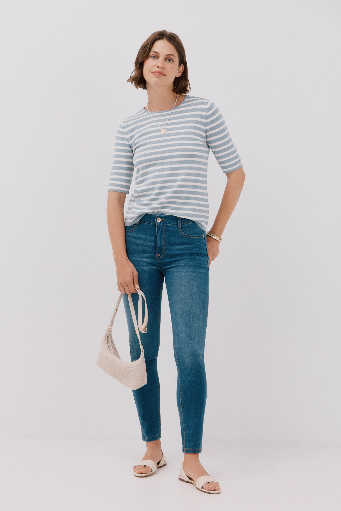 Cortefiel Short-sleeved jumper Blue