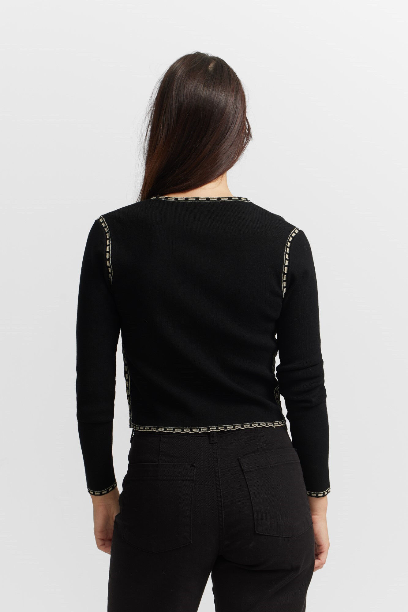 Silbon Top de malha com decote contrastante Preto