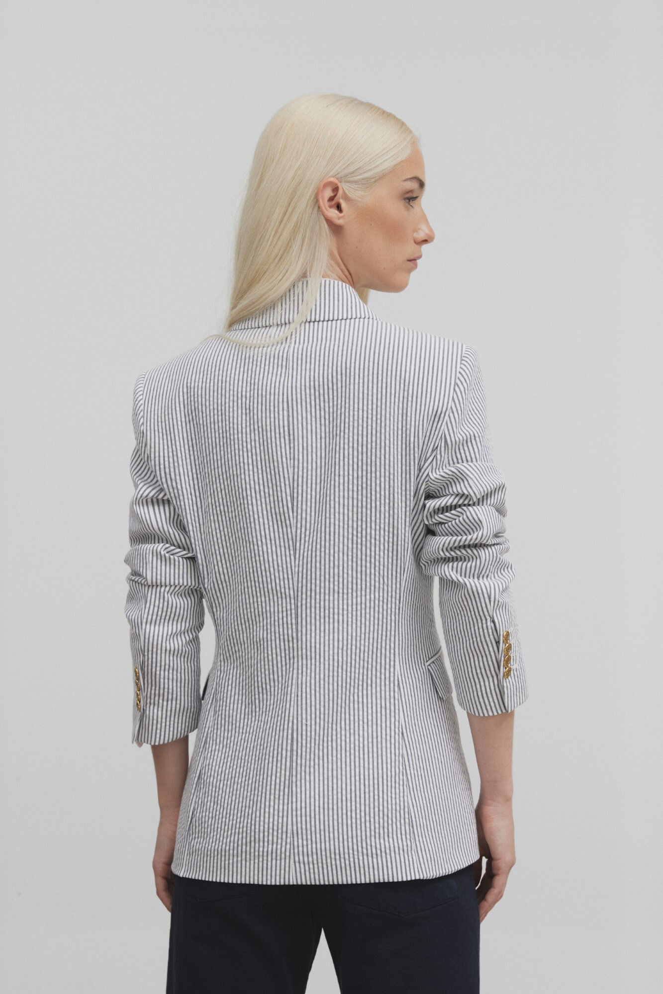 Silbon Women's double-breasted striped blazer Printed white